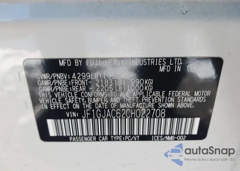 2012 Subaru Impreza Premium из США, поврежденный, VIN JF1GJAC62CH022708